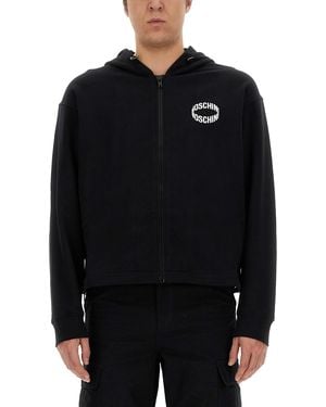 Moschino Zip-Up Front Sweatshirt - Black