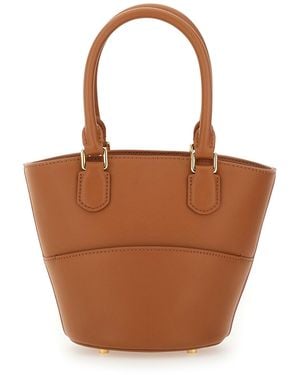 Self-Portrait Leather Charm Tote Bag - Brown