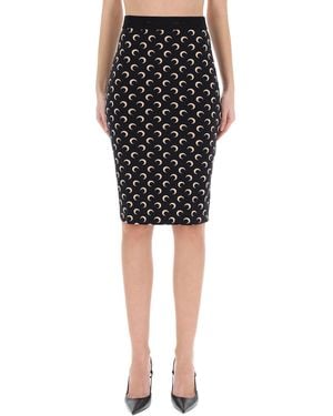 Marine Serre Printed Midi Skirt - Black