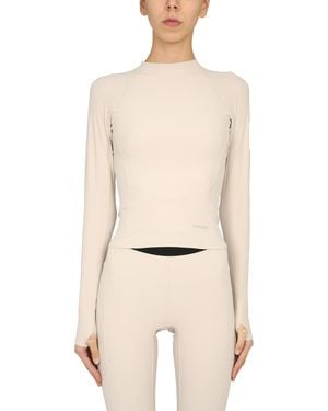 Ambush Fitted Long Sleeve Polo Neck Top - Natural