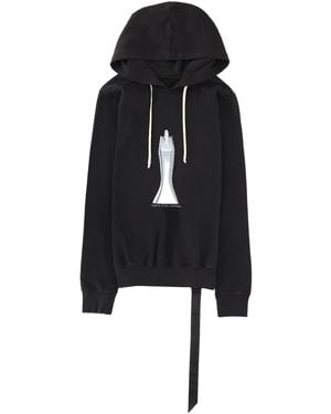 Rick Owens Oversized Cotton Sweatshirt With Hood - Black