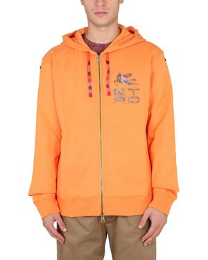 Etro Mini Zip Hoodie Sweatshirt - Orange