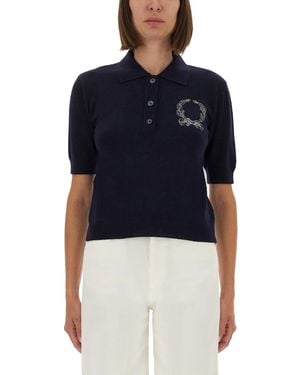 Moschino Short-Sleeve Wool Polo Shirt - Blue