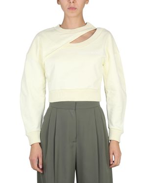 McQueen Cropped Sweatshirt With Cut-Out Detail - White