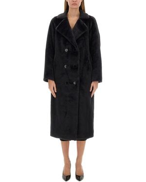 Michael Kors Double-Breasted Coat With Classic Lapel - Black