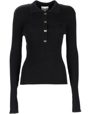 Ganni Wool Polo - Black