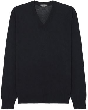 Tom Ford Maglia Con Scollo A V - Black