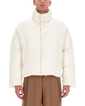 Ami Paris Button Funnel-Neck Jacket - White