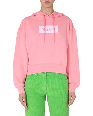 MSGM Regular Fit Cotton Sweatshirt With Logo Box - Green