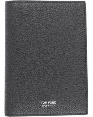 Tom Ford Hammered Leather Passport Holder - Grey