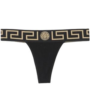 Versace Thong With Greek - Black