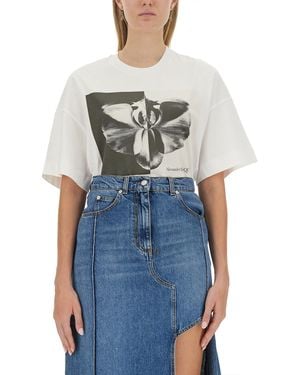 McQueen Photographic Orchid T-Shirt - White