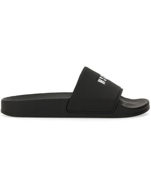 MSGM Sandalo Slide Con Logo - Nero