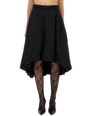 Moschino High-Low Cotton Poplin Skirt - Black