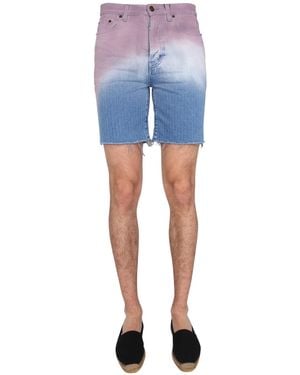 Saint Laurent Degraded Print Bermuda Shorts - Blue
