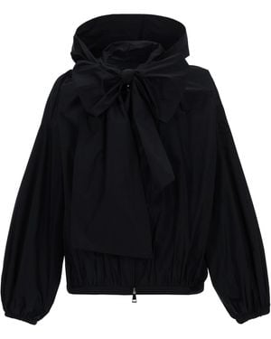 Moncler Giacca Con Fiocco E Cappuccio - Black