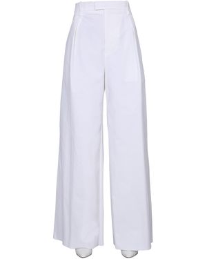 Bottega Veneta Nylon Canvas Wide Stretch Trousers - White