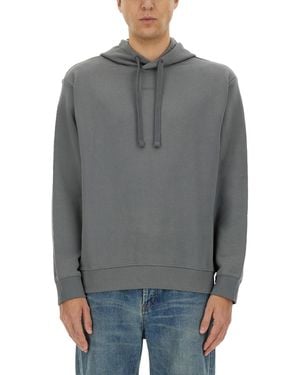 HUGO Boss Logo-Printed Drawstring Hoodie - Grey