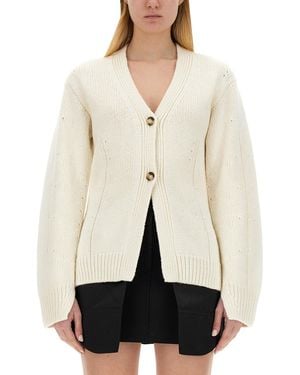 Helmut Lang Tailored Cardigan With Deep V-Neckline - White