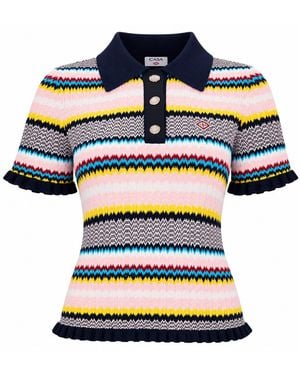 CASABLANCA Maglia Polo Con Motivo Chevron - Blue
