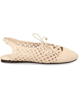 Hereu Woven Lace-Up Ballet Flats - Natural