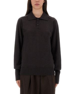Studio Nicholson "Inverness" Shirt With Polo Collar - Black