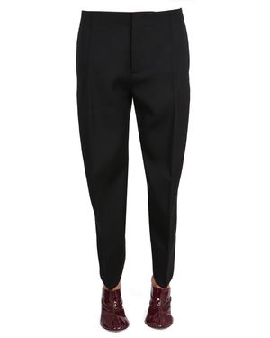 Bottega Veneta Compact Wool Trousers With Curved Legs - Black