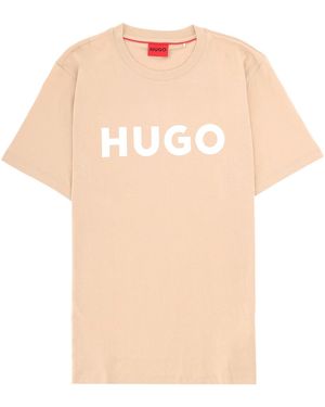 HUGO T-Shirt With Logo - Natural