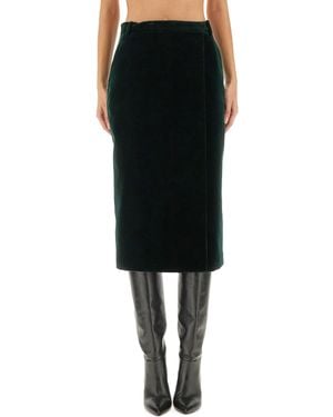 Saint Laurent Velvet Crossover Midi Skirt - Black