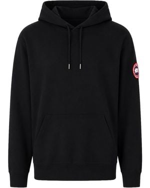 Canada Goose Felpa Con Patch Logo E Cappuccio - Black