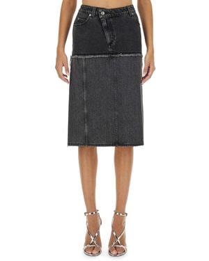 McQueen Two-Tone Denim Skirt - Black