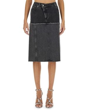 McQueen Two-Tone Denim Skirt - Black