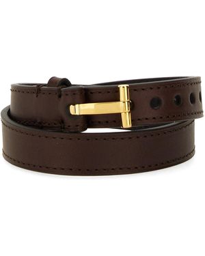 Tom Ford Bracciale Con Logo - Marrone
