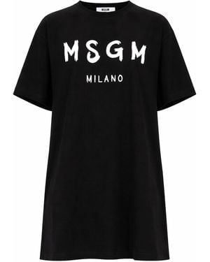 MSGM Abito Con Logo Pennellato - Black