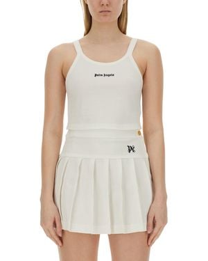 Palm Angels Tank Top With Logo - White