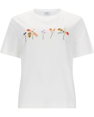 Paul Smith T-Shirt Row Of Flowers - White