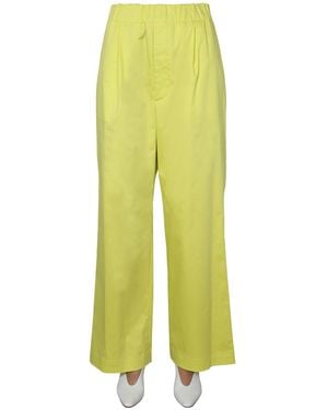 Jejia Cotton Blend Wide Trousers With Elastic - Yellow