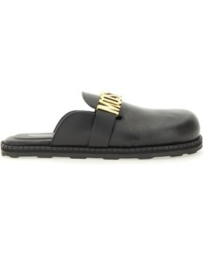 Moschino Leather Sabot Flats - Green