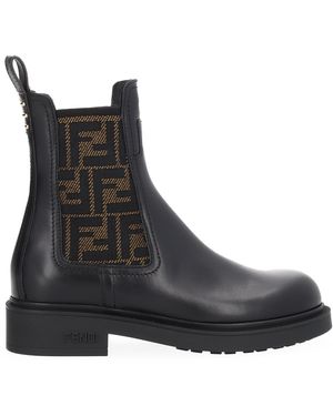 Fendi Leather Boots Thread - Black