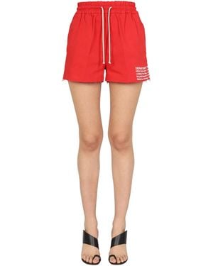 Department 5 Cotton Logo Print Shorts - Red