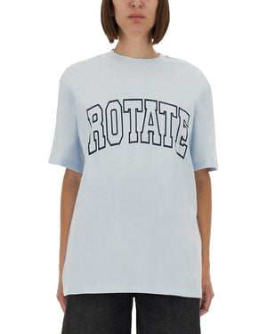 ROTATE BIRGER CHRISTENSEN Logo Crew Neck T-Shirt - Grey