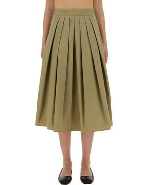 Aspesi Mid-Calf Wide Fit Cotton Skirt - Green