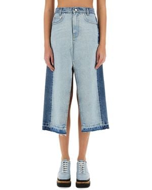 Stella McCartney Denim Skirt With Contrasting Panel - Blue