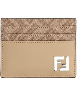 Fendi Leather Card Holder - Natural