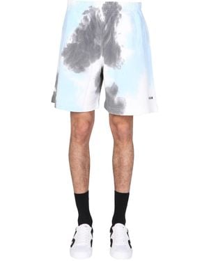 MSGM Tie Dye Pattern Bermuda - Blue