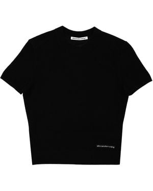 T By Alexander Wang Logo T-Shirt Wool T-Shirts - Black