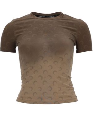 Marine Serre T-Shirt "Faded Moon" - Brown