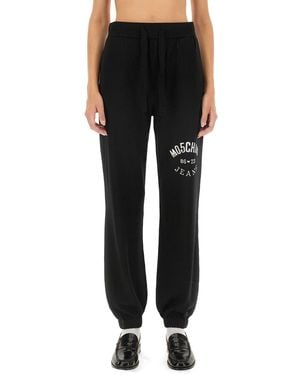 Moschino Relaxed Fit Jogging Trousers With Logo - Black