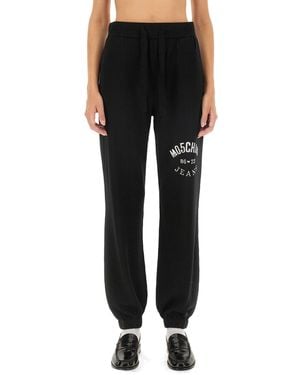 Moschino Relaxed Fit Jogging Trousers With Logo - Black