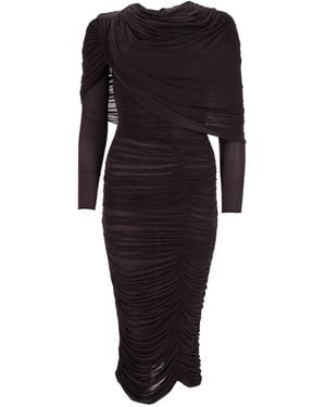 Magda Butrym Abito Drappeggiato Con Cappa - Black